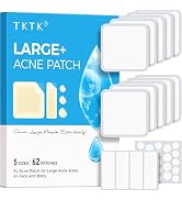 TKTK Large Pimple Patches (5 Sizes 62 Patches), 60 mm XL Acne Patches for Zit Breakouts, Big Hydr...