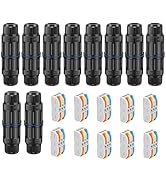 Linkstyle 10PCS Waterproof IP68 Junction Box, Outdoor 3 Way Electrical Cable Connector, with Repl...