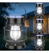 TomCare Solar Lanterns Lights Outdoor Waterproof Metal Hanging Solar Lights Lantern for Outdside ...