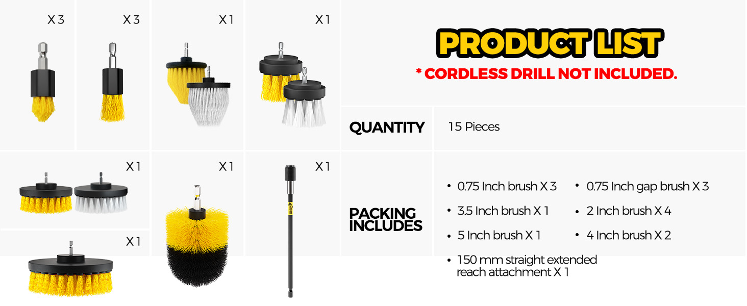 Drill Brush Attachment Set