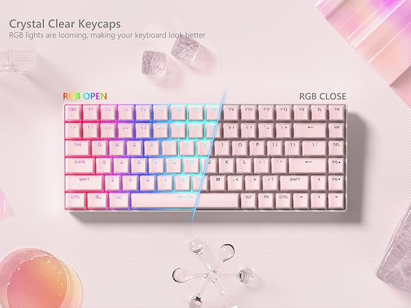 Crystal Jelly Keycaps 60 65 75 100 Percent, Shine Through Key caps Set PBT KEYCAPS