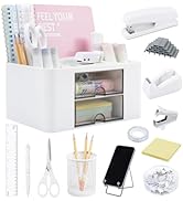 Desk Organizers and Accessories 12+1Pcs, Office Supplies for Desk, Pen Organizer with 2 Drawers w...