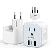 DIWILI European Travel Plug Adapter, Foldable Power Adapter with 3 USB(1 USB C Port) and 1 AC Out...