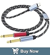 Lightning to Dual 6.35mm 1/4" TS Mono Stereo Y-Cable Splitter Lightning to Dual 1/4 inch Audio Ca...