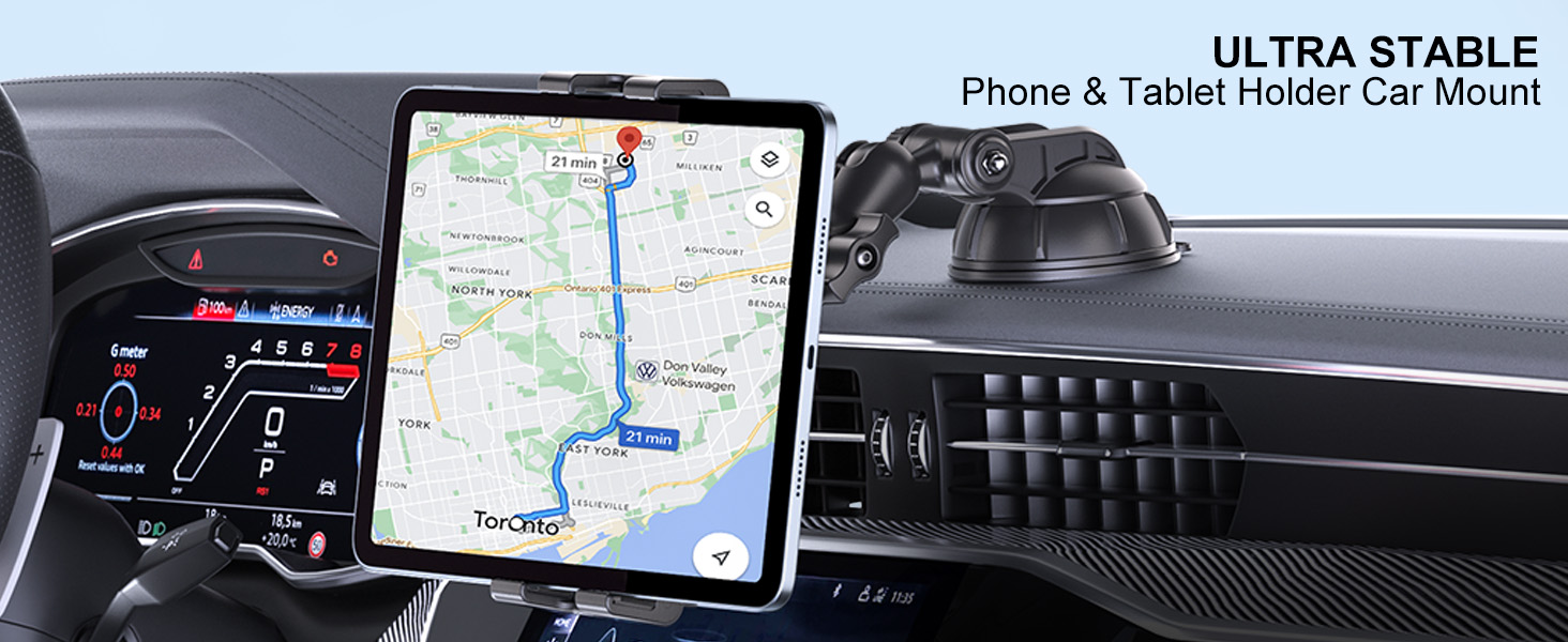 PLDHPRO Tablet Holder for Car Dashboard &amp; Windshield, Universal iPad Car Mount Suction Cup Stand 
