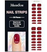 MelodySusie Semi Cured Gel Nail Strips, Red - Gel Nail Stickers Work with Any Nail Lamps, Salon-Q...