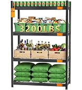 CAMMOO 40''W Storage Shelves, 3200LBS Metal Garage Shelving Unit with Magnetic Lable, Upgraded St...