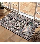 Rugcomf Indoor Door Mat 2x3 Rug Vibrant Tree of Life-Patterned Vintage Machine Washable Small Are...