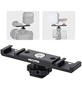 Mechrig Dual Cold Shoe Extension Bar Mount, Aluminum Dual Hot Shoe Mount Bracket with 1/4" Thread...
