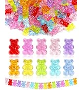 200pcs FIVEIZERO Clear Acrylic Bear Beads, Mixed Color Gummy Bear Beads for Bracelet, Necklace, a...