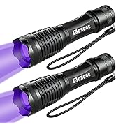 2 Pack UV Flashlight BlackLight, COSOOS 2 in 1 LED Tactical Flashlight &amp; 395nm Black Light Pet Ur...