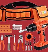JOYIN 19Pcs Kids Tool Set, Construction Belt &amp; Electronic Drill, Pretend Role Play Toddler Power ...