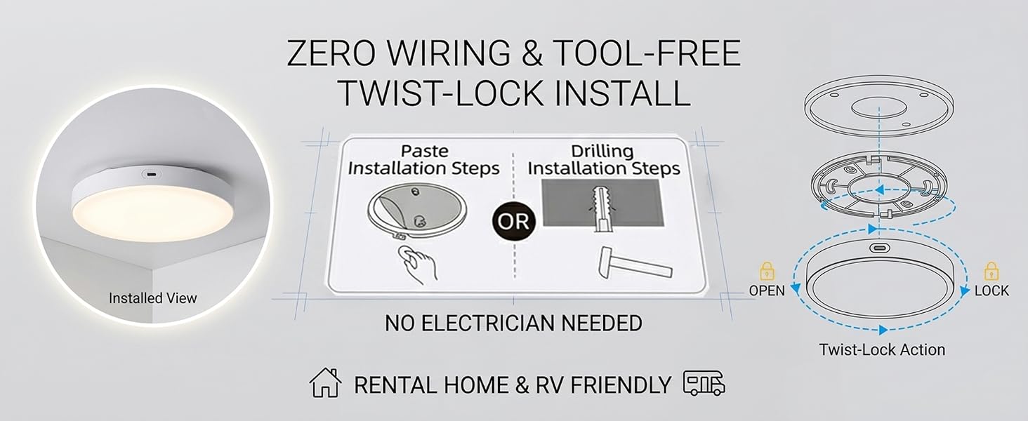 ceiling light no wiring needed