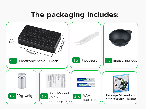 The packaging includes