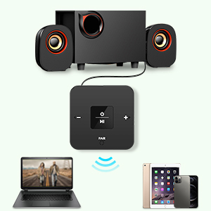 a speaker, a laptop, and a laptop are shown.