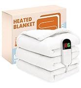PTQ Electric Heated Blanket,Flannel &amp; Sherpa Heated Throw Blanket 50"x60",Fast Heating Soft Fleec...