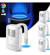 Chunace [4 Pack Rechargeable Toilet Night Light, Motion Sensor Activated &amp; 16 LED Color Changing ...