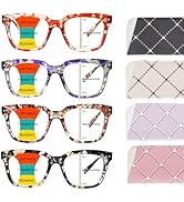 BONCAMOR 4 Pack Progressive Multifocus Reading Glasses for Women Men Square Blue Light Blocking R...