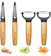 Trez Treamer Vegetable Peelers for Kitchen,4-Pack Wooden Y Veggie Potato Peelers