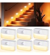 maylit 6 Pack Stair Lights Indoor, Motion Sensor Light Indoor, Battery Operated Night Lights, War...
