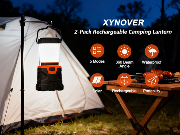 2-pack rechargeable camping lantern