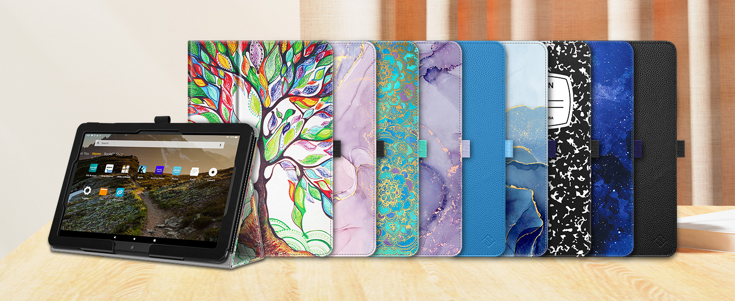 New fire hd 10 13th generation leather cover accessories 10.1 inch display protective fold stand
