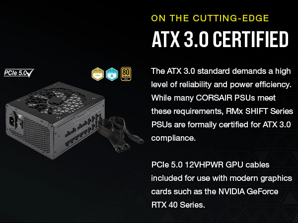 ATX 3.0, PCIe 5.0 12VHPWR GPU, modular psu, pc power supply