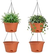 Nooulap 4 Pack Hanging Planters, 10 Inch Hanging Plant Pot with Hanger Chain &amp; Drainage Trays, Ha...