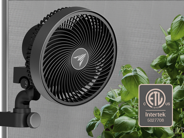 Grow Tent Clip Fan 10-Speeds EC-Motor Weatherproof IP-44 Quiet Hydroponics Circulation Cooling