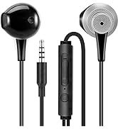 MAS CARNEY WH5 Black Wired Earbuds with Microphone, Compatible with 3.5mm Headphone Jacks Such as...