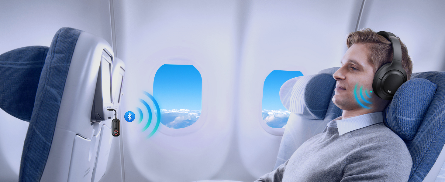 Bluetooth adapter for airplane headphones