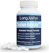 LongJuvity Sodium Butyrate Supplement (300mg) - Naturally Sourced Postbiotic - Optimal Gut Health...