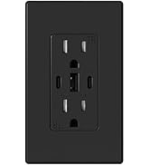 ELEGRP USB Outlets, 30W 6.0 Amp USB C Outlets Receptacles, 3-Port USB Wall Outlet, 15 Amp Tamper-...