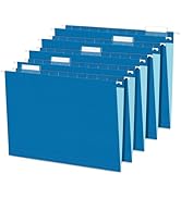 SUNEE 25 Pack Hanging File Folders, Blue Folders, Hanging File Folders Letter Size with 1/5-cut T...