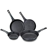 Concord 4 Pc Marble Coated Nonstick Cast Aluminum Fry Pan Skillet Set 4 Sizes. Induction Compatib...