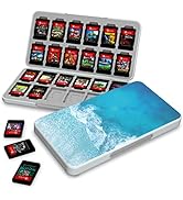 NANANINO Switch Game Card Case for Switch/OLED/Switch 2, Wave Pattern, 24 Game Card Slots, 24 Mic...