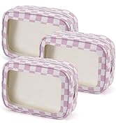 YOPCDJ 3PCS Clear Toiletry Bag,TSA Approved Travel Makeup Pouch with Zipper for Cosmetics and Toi...