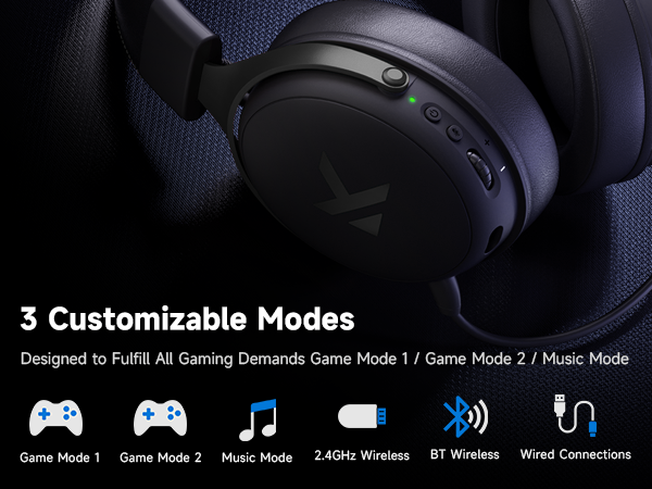 Wireless Gaming Headset Gaming Headphones with Bluetooth Wireless Headset for PS5 PC PS4 Mac Switch