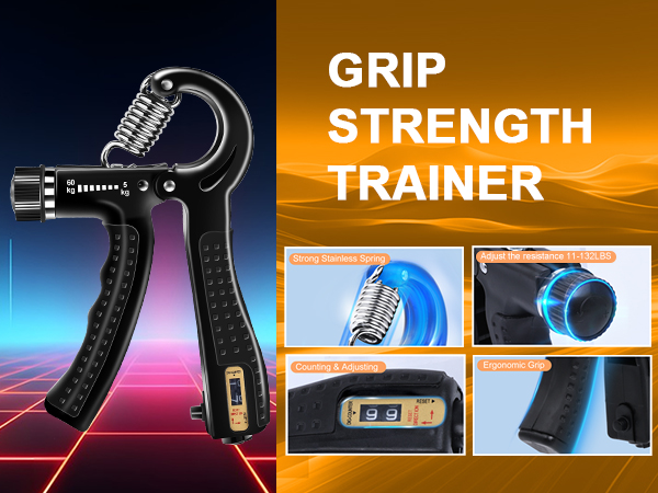 Grip Strength Trainer Kit, Hand Gripper Strengthener