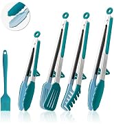 5-Pack Silicone Tongs for Cooking,Maywe Tanso 4PCS 13-Inch Cooking Kitchen Tongs with Silicone Ti...