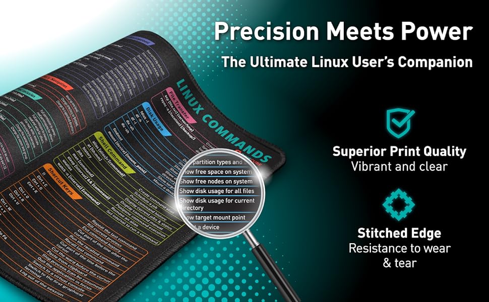 High quality print Linux commands mouse pad