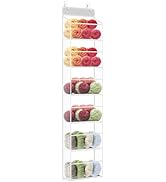 KEEGH Hanging Yarn Storage Organizer, Over Door Knitting and Crochet Storage Organizer with 6 Lay...