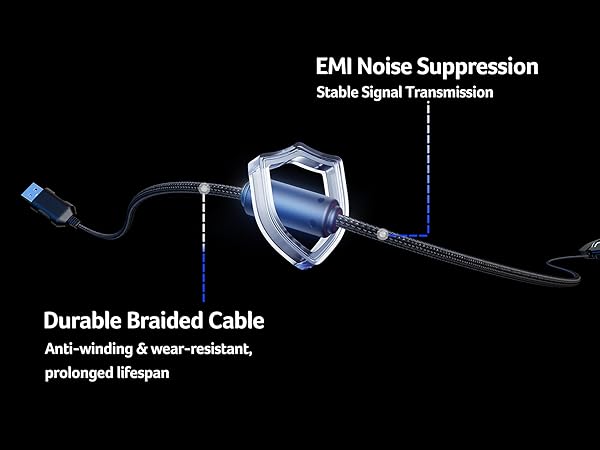 Durable Braided Cable &amp;amp; EMI Noise Suppression