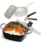Moss &amp; Stone Copper 5 Piece Set Chef Cookware, Non Stick Pan, Deep Square Pan, Fry Basket, Steame...