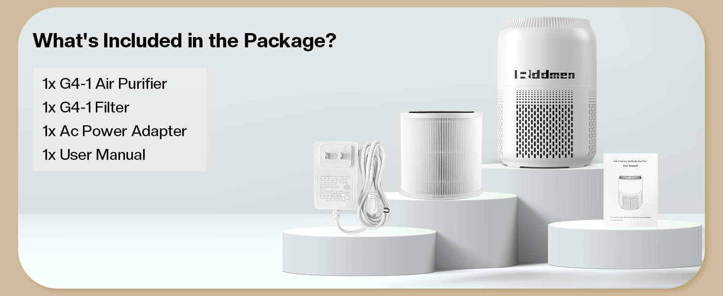 Rddmen 3-in-1 Air Purifier for Home - H13 HEPA Air Filter, Covers Up to 1095 sq ft