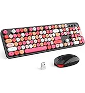 MOFII Wireless Keyboard and Mouse Combo, 2.4GHz Retro Full Size Typewriter Keyboard with Number P...