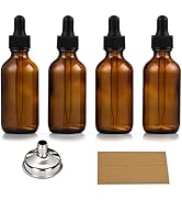 AOZITA Set of 4, 1 oz Eye Dropper Bottles with 1 Stainless Steel Funnels &amp; 4 Labels - 30ml Thick ...