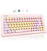 Bluetooth Keyboards for Computer,Cute Pink Wireless Keyboard for iPads,Portable Kawaii Mini Retro...