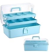 BTSKY 3-Layer 16-Inch Clear Plastic Dividing Storage Box Craft Organizer and Storage with Adjusta...