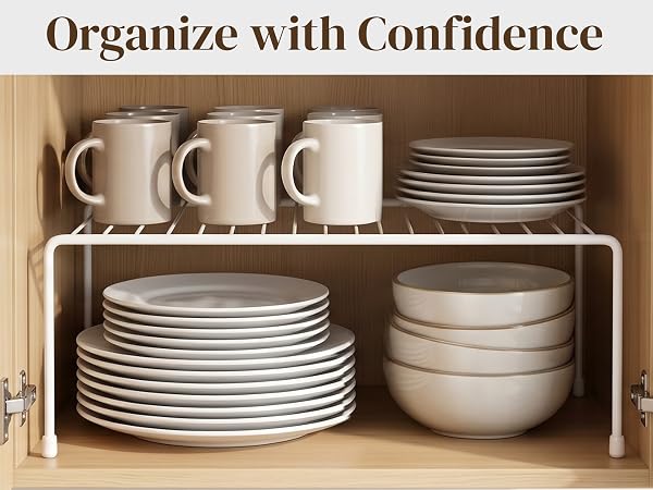 Sturdy Metal Shelf Risers - Double Your Counter Space 
